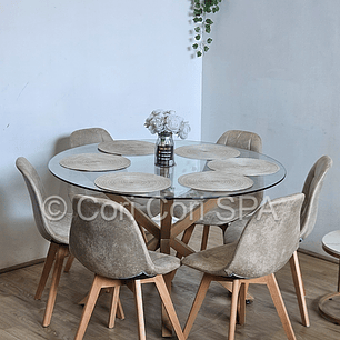 Comedor Warwick 120Cms + 6 Sillas Capitonne Vintage