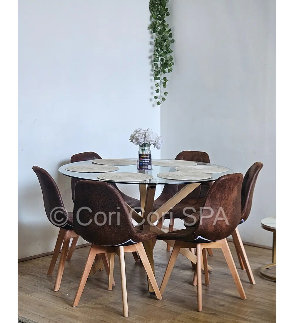 Comedor Warwick 120Cms + 6 Sillas Capitonne Vintage