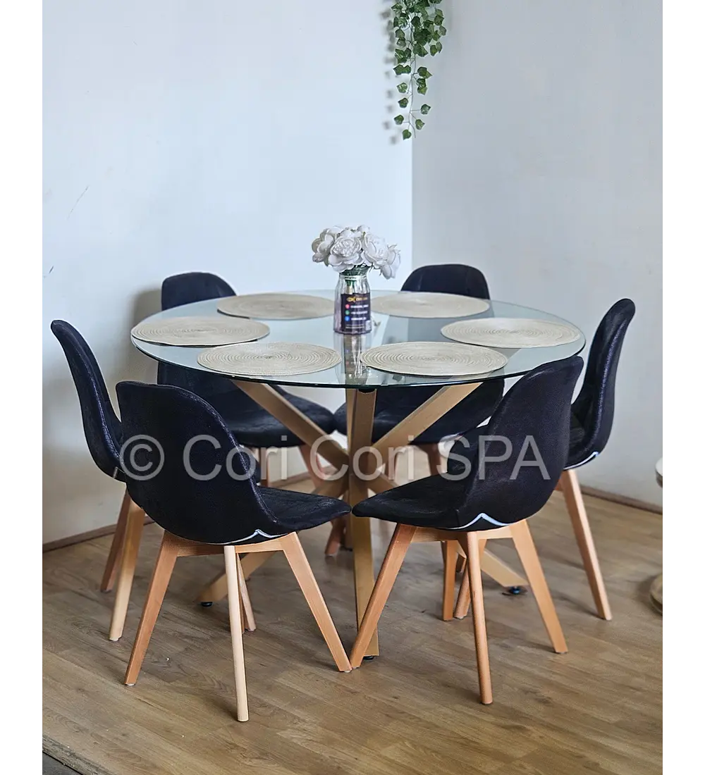 Comedor Warwick 120Cms + 6 Sillas Capitonne Vintage