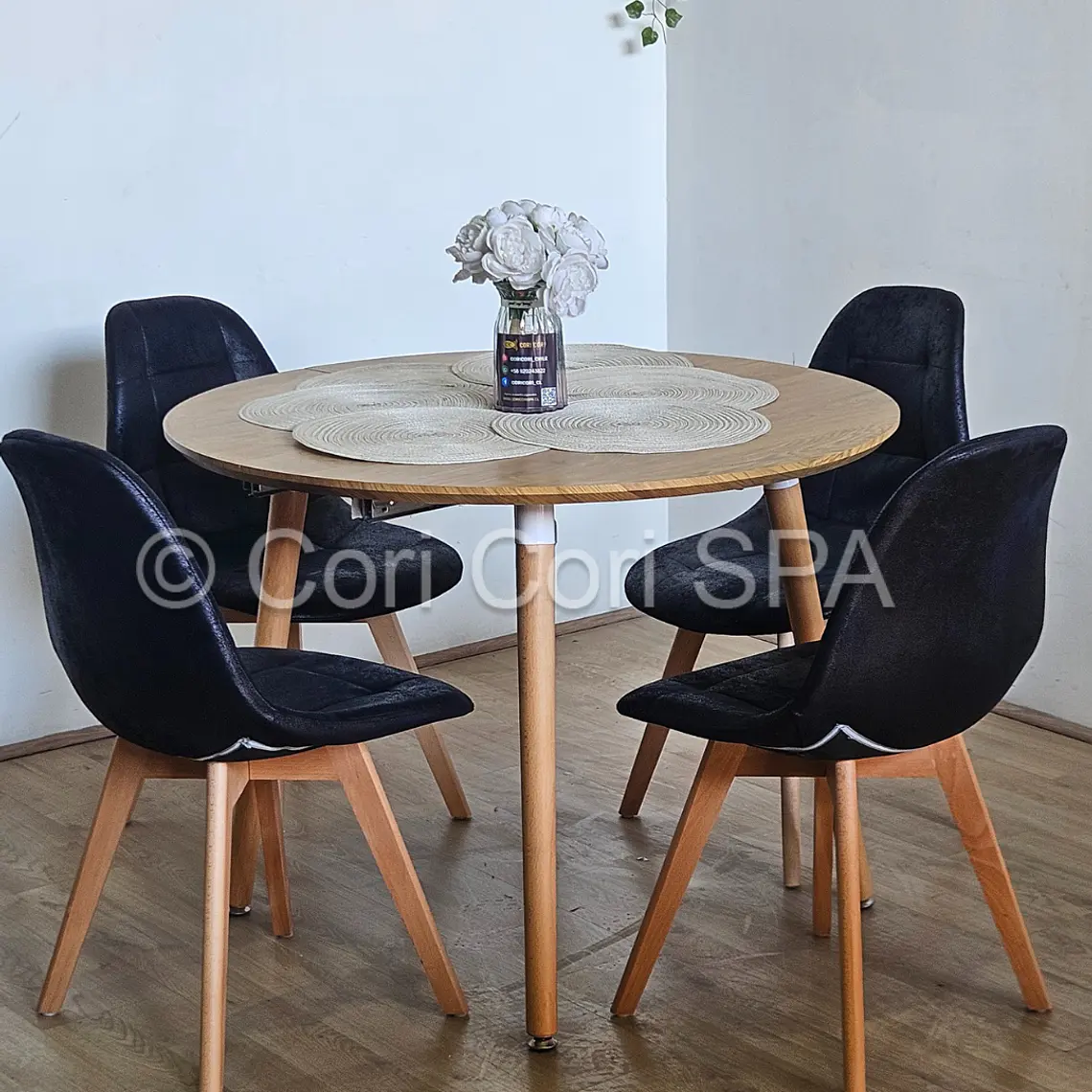 PREVENTA.- Comedor Mesa Expandible (100 - 180cms) + 4 Sillas Capitonne Ecocuero Vintage 4