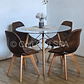 Comedor Mesa Eames Vidrio 100cms + 4 Sillas Capitonne Ecocuero Vintage - Miniatura 1