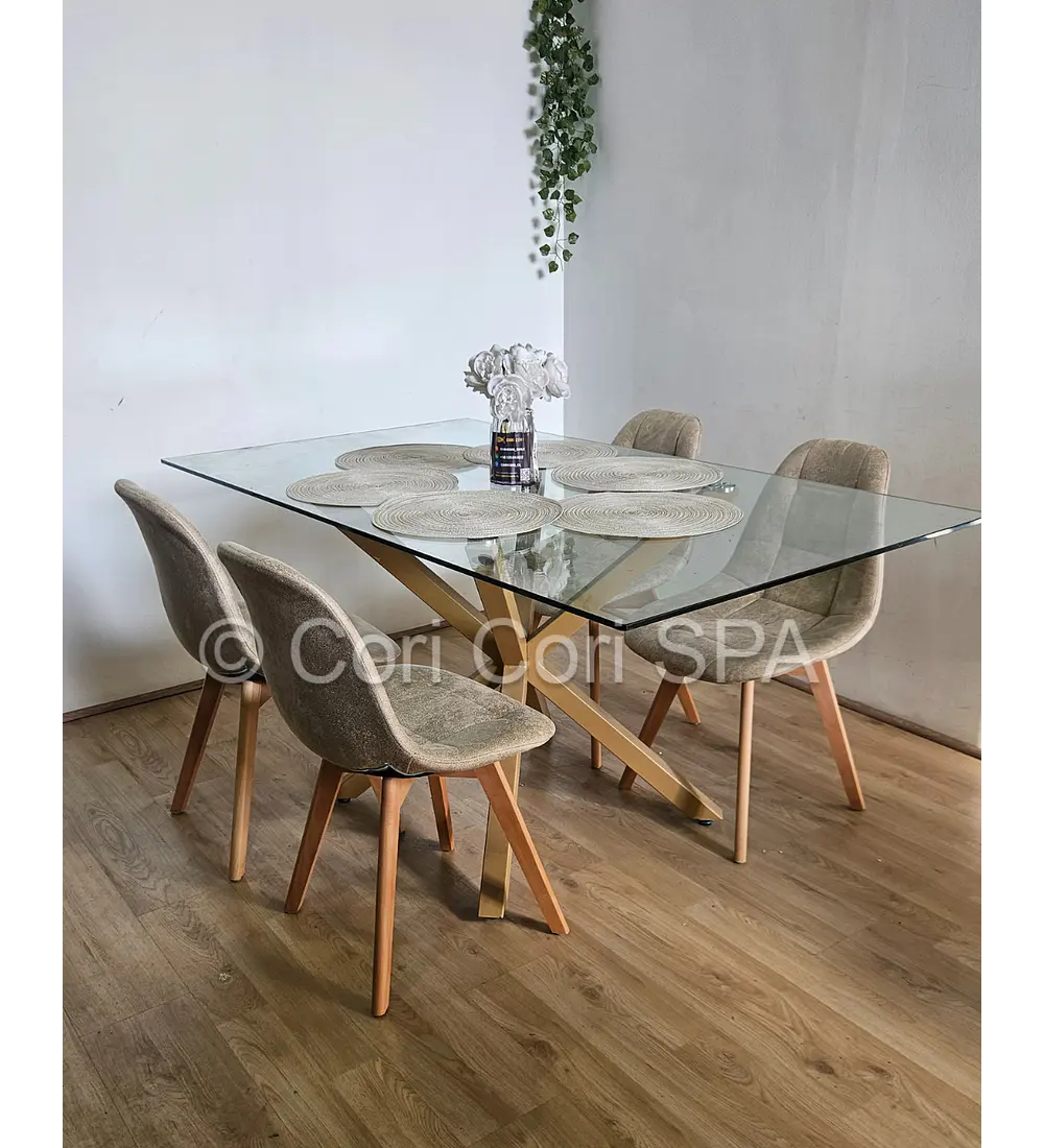 Comedor Madrid 140x80 cm + 4 Sillas Capitonné Ecocuero Vintage