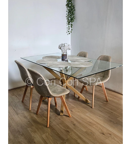 Comedor Madrid 140x80 cm + 4 Sillas Capitonné Ecocuero Vintage