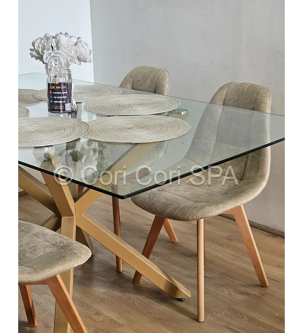 Comedor Madrid 140x80 cm + 4 Sillas Capitonné Ecocuero Vintage