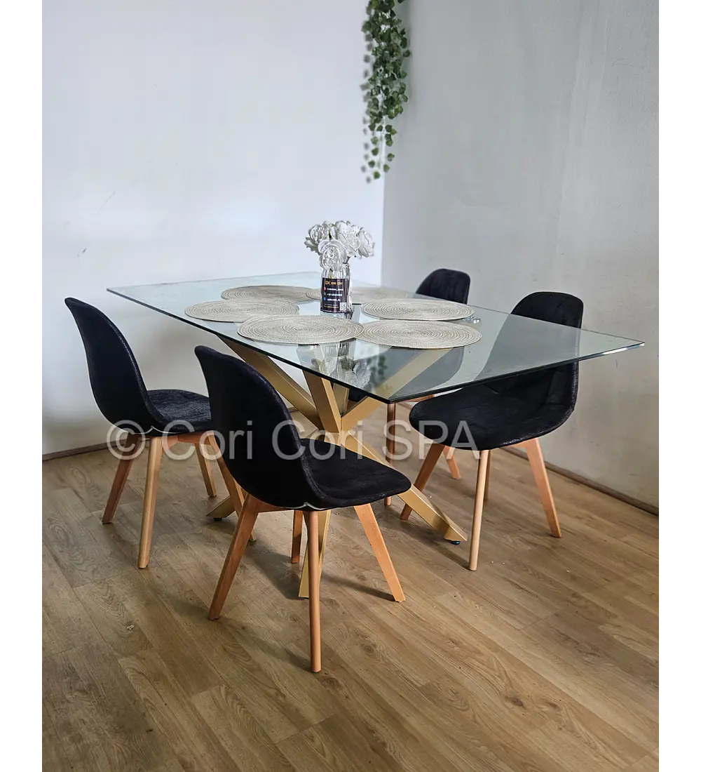 Comedor Madrid 140x80 cm + 4 Sillas Capitonné Ecocuero Vintage