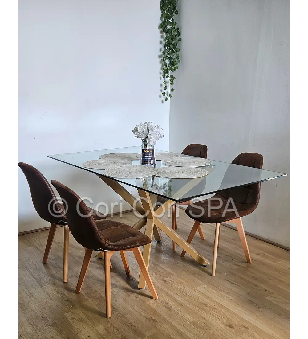 Comedor Madrid 140x80 cm + 4 Sillas Capitonné Ecocuero Vintage