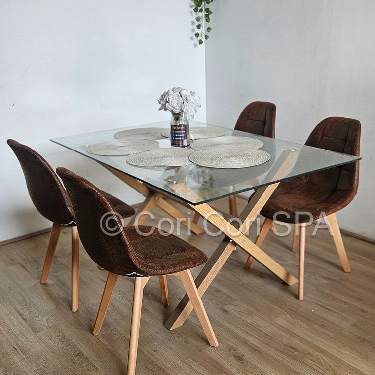 Comedor Medlock 120 x 80cm + 4  Sillas Capitonne Ecocuero Vintage 2