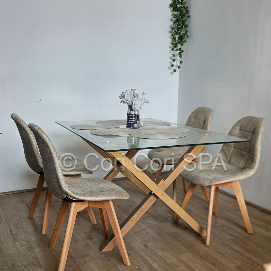 Comedor Medlock 140 x 90cm + 4  Sillas Capitonne Ecocuero Vintage 2
