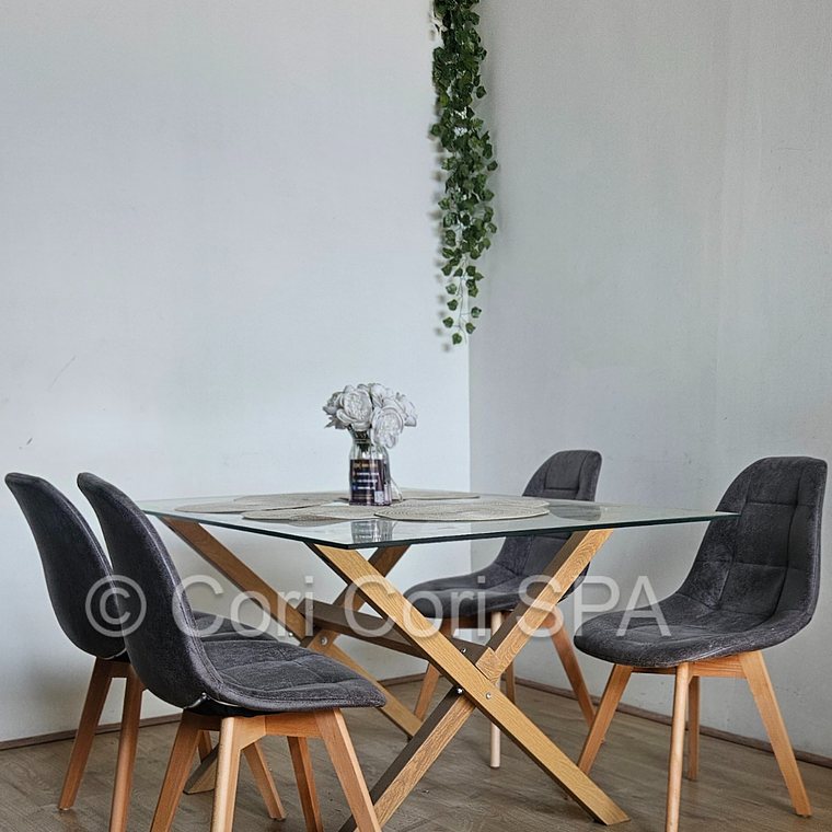 Comedor Medlock 140 x 90cm + 4  Sillas Capitonne Ecocuero Vintage 3