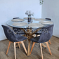 Comedor Warwick  120cm + 4 Sillas Capitonne Ecocuero Vintage - Miniatura 5