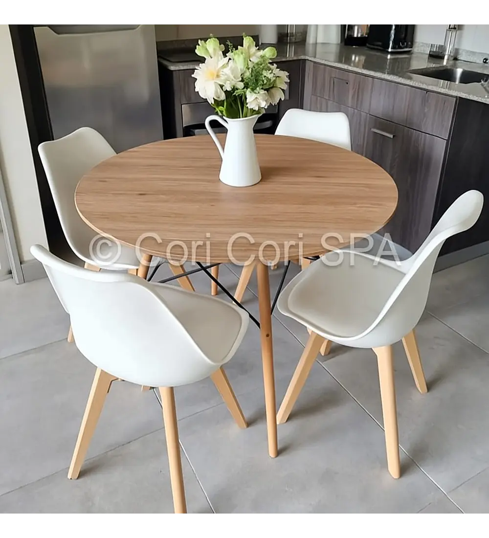 Comedor Mesa Wood 120cm + 4 Sillas Tulip  