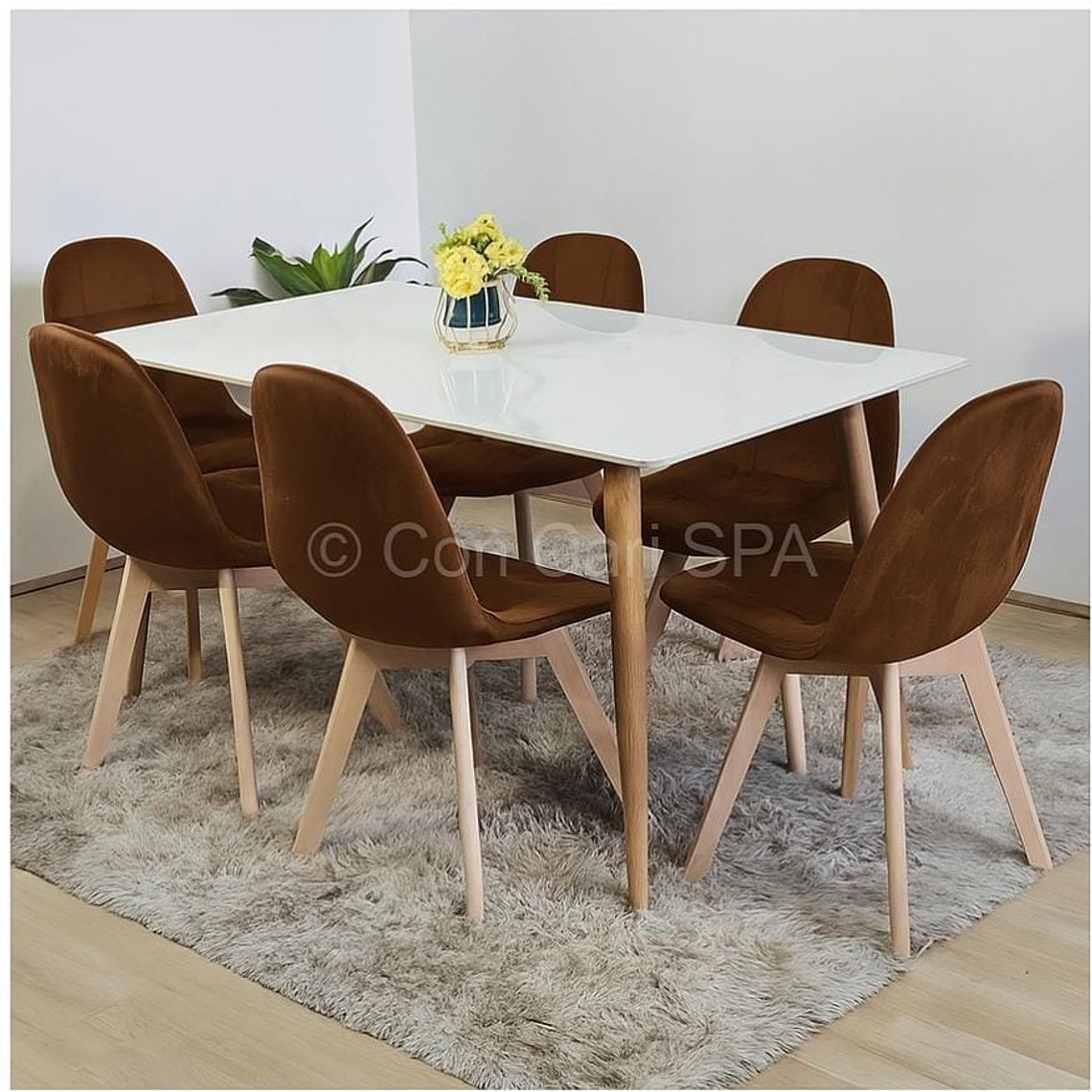 Mármol 140x80cm  + 6 Sillas Capitonne Velvet 12