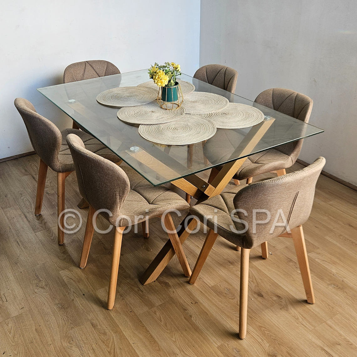 Comedor Medlock 130x80cms + 6 Sillas Mariposa Lino 5