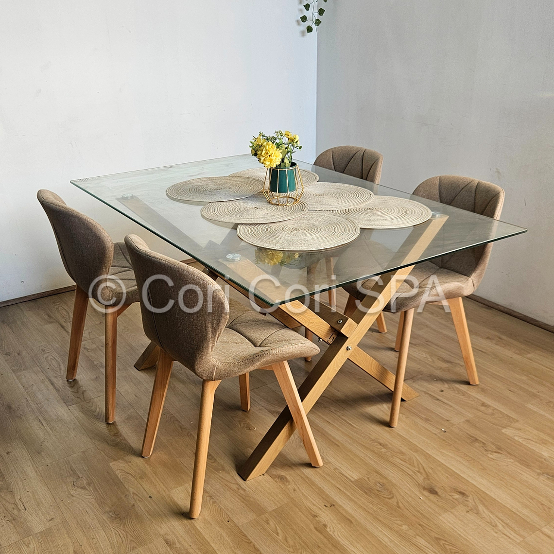 Comedor Medlock 130x80cms + 4 Sillas Mariposa Lino 4