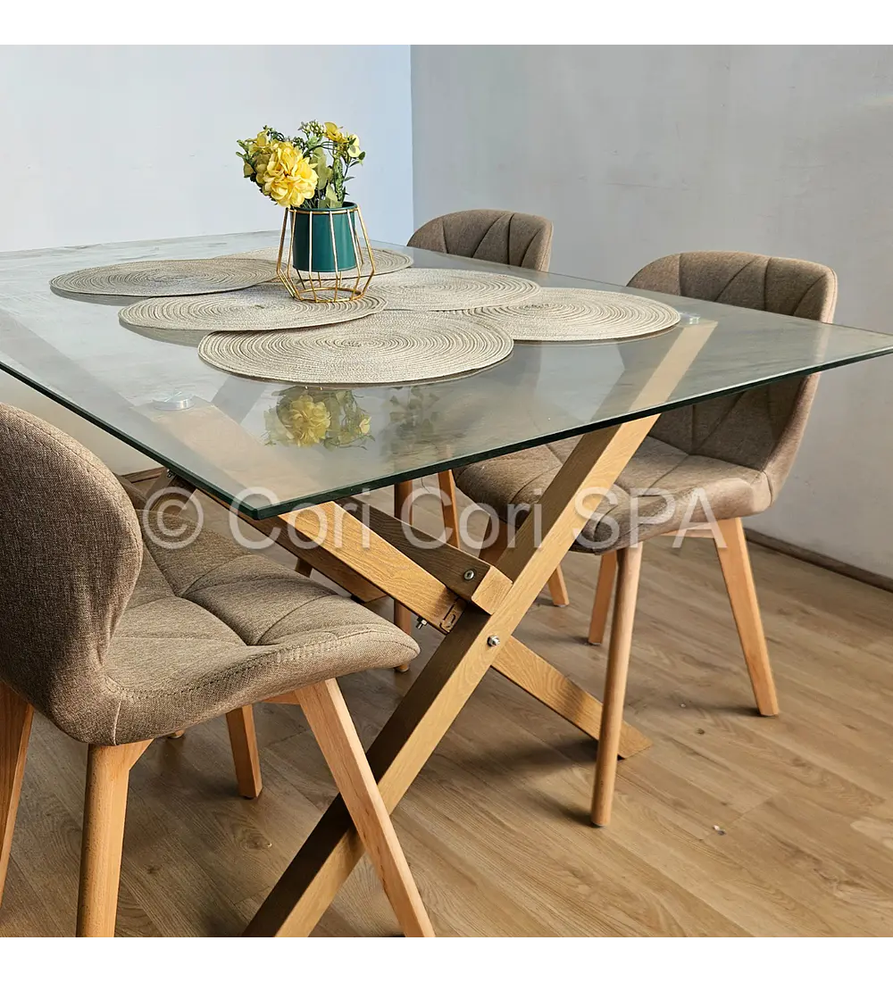Comedor Medlock 130x80cms + 4 Sillas Mariposa Lino