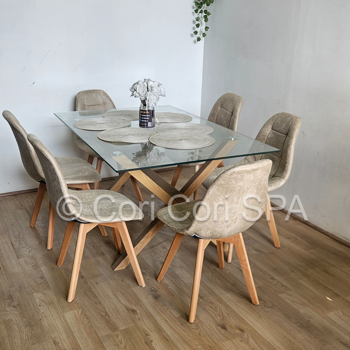 Comedor Medlock 130 x 80cm + 6  Sillas Capitonne Ecocuero Vintage 4