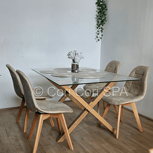 Comedor Medlock 130 x 80cm + 4  Sillas Capitonne Ecocuero Vintage