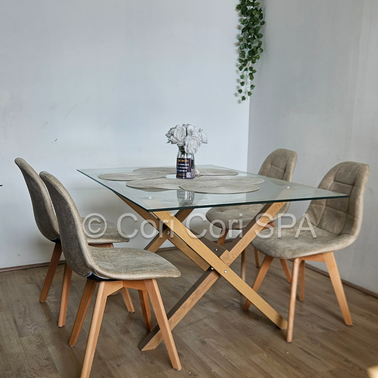 Comedor Medlock 130 x 80cm + 4  Sillas Capitonne Ecocuero Vintage 2