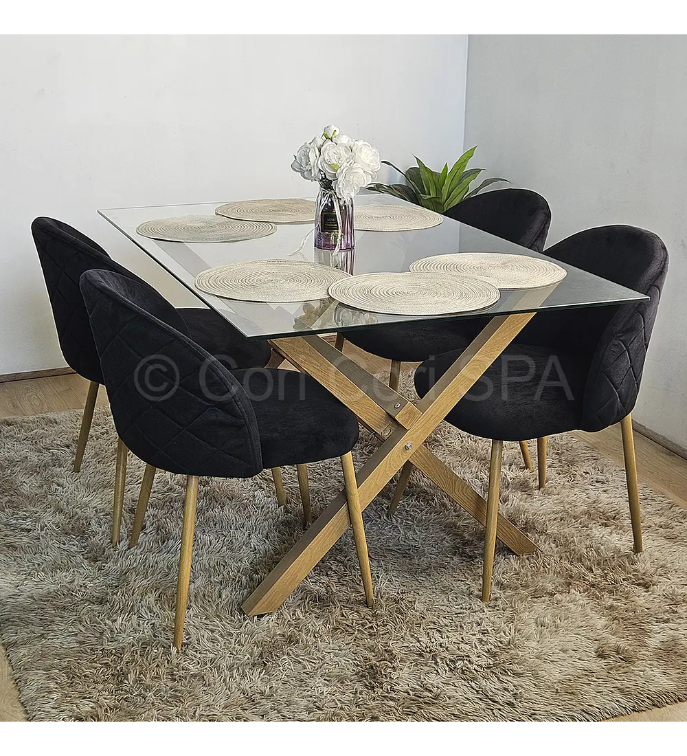 Comedor Medlock 130 x 80cm + 4 Sillas Bread Wood 