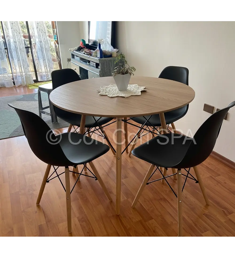 Comedor Mesa Wood 120cm + 4 Sillas Eames