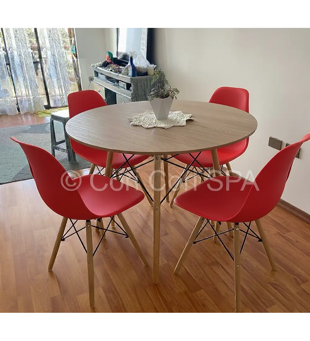 Comedor Mesa Wood 120cm + 4 Sillas Eames