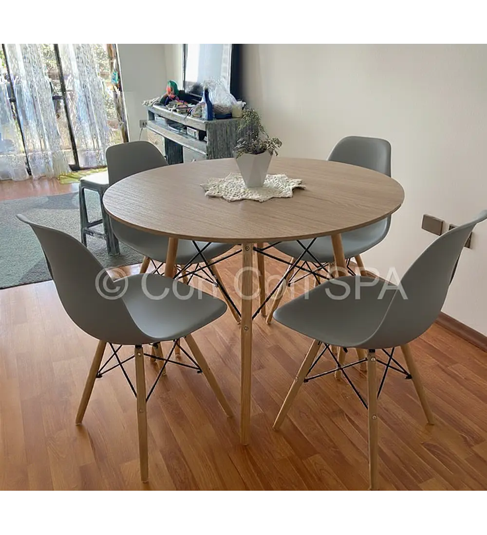 Comedor Mesa Wood 120cm + 4 Sillas Eames