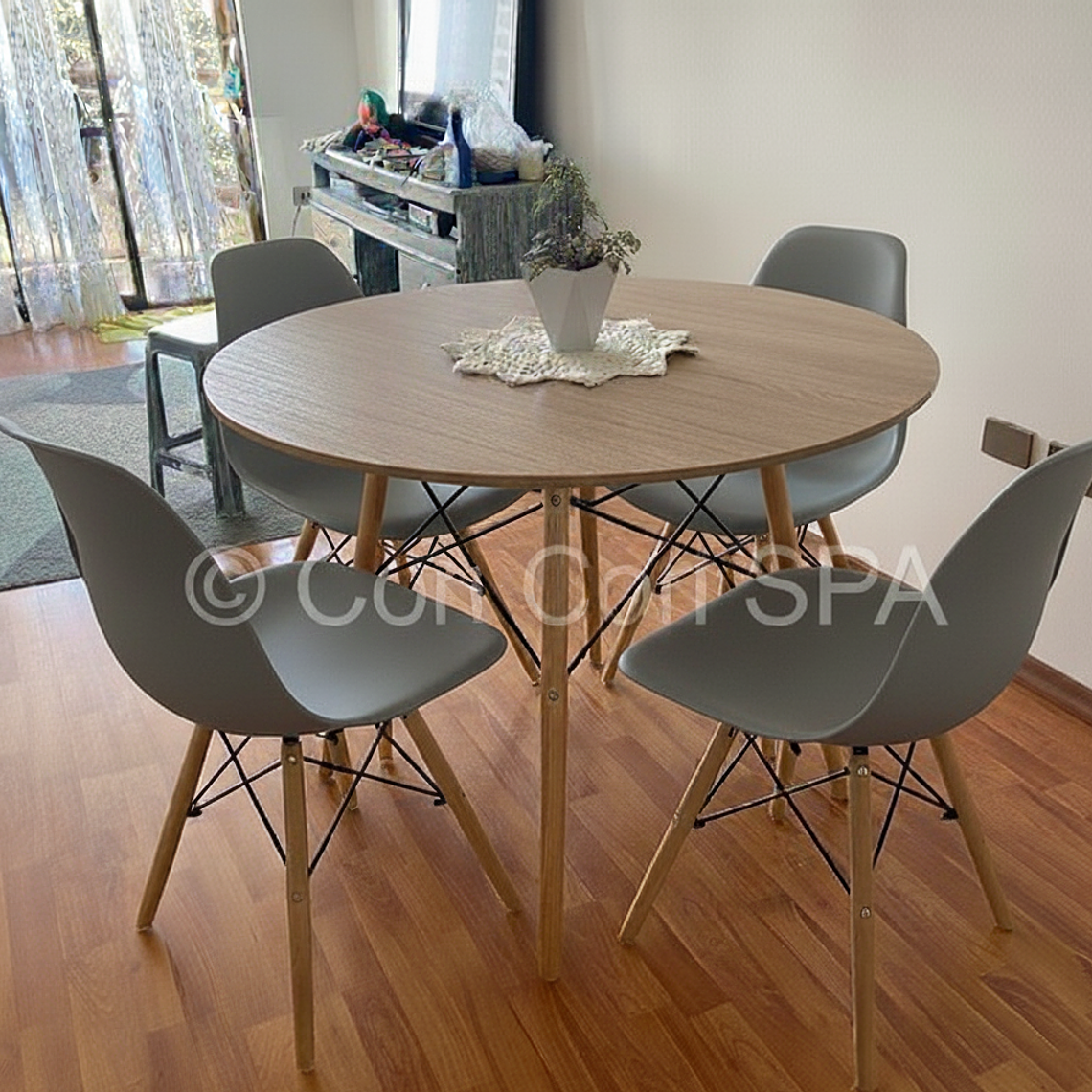 Comedor Mesa Wood 120cm + 4 Sillas Eames 8