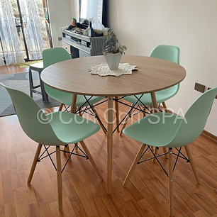 Comedor Mesa Wood 120cm + 4 Sillas Eames