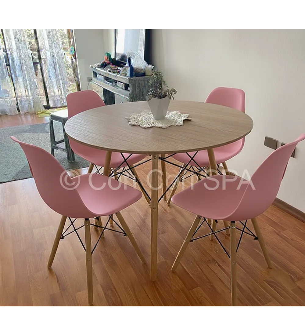 Comedor Mesa Wood 120cm + 4 Sillas Eames