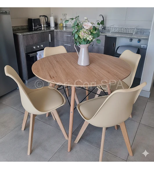 Comedor Mesa Wood 120cm + 4 Sillas Tulip  