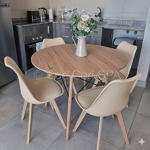 Comedor Mesa Wood 120cm + 4 Sillas Tulip  