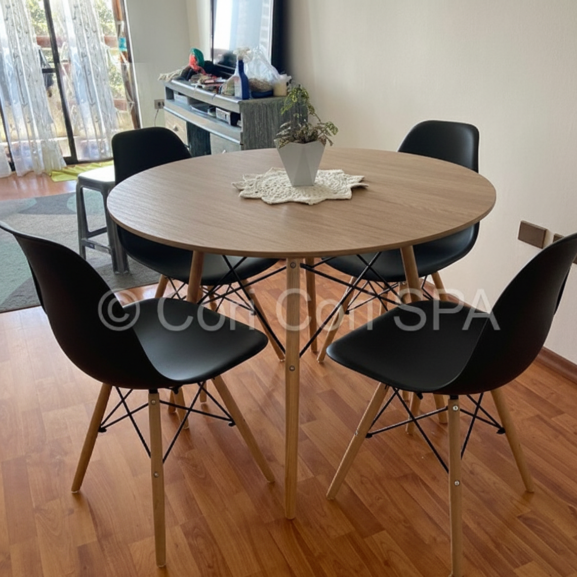 Comedor Mesa Wood 100cm + 4 Sillas Eames 6