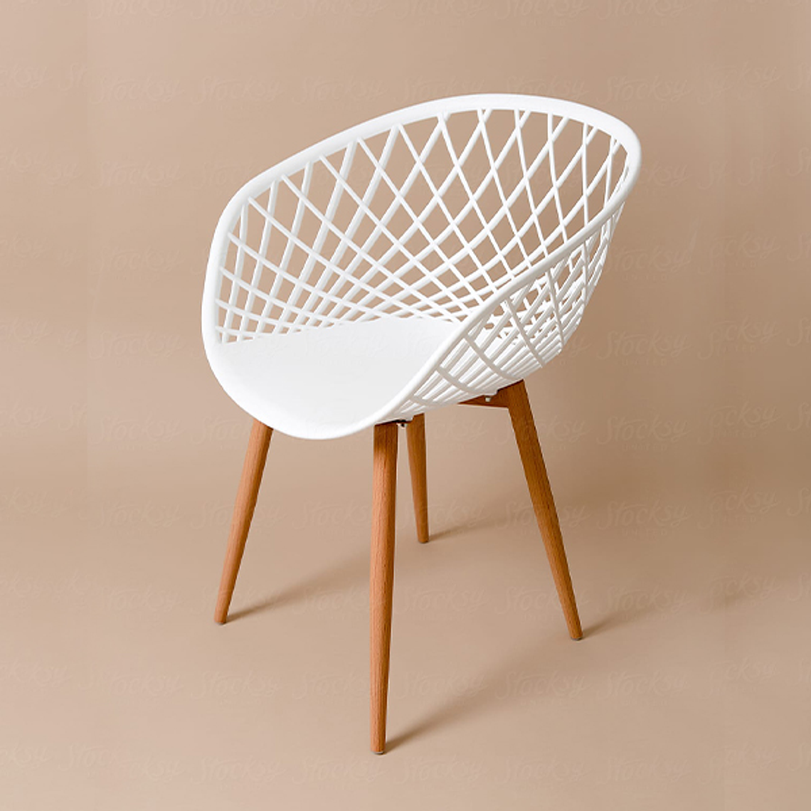 Comedor Eames Vidrio 80cm + 4 Butacas Mesh 8