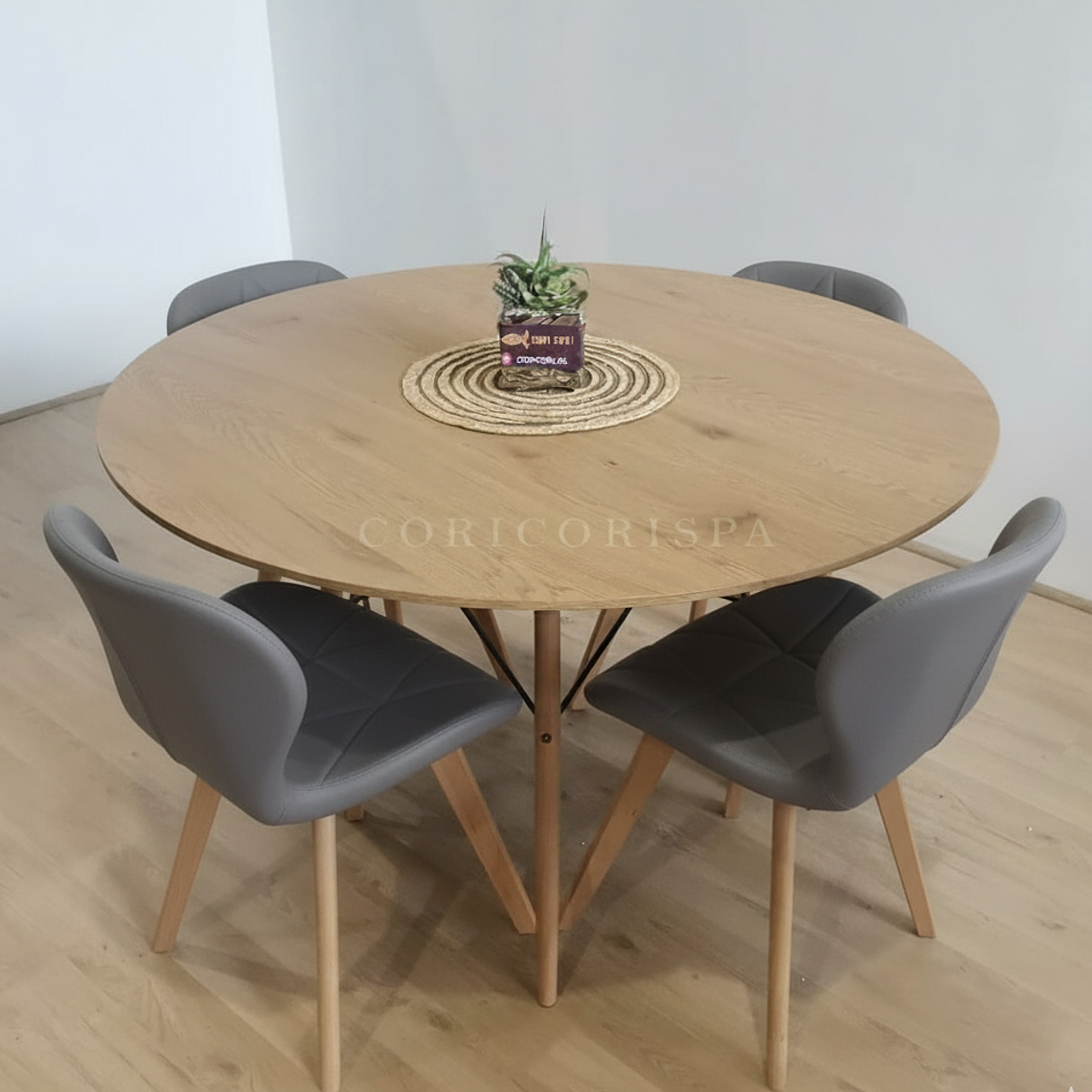 Comedor Mesa Wood 120cm + 4 Sillas Mariposa Ecocuero Wood 8