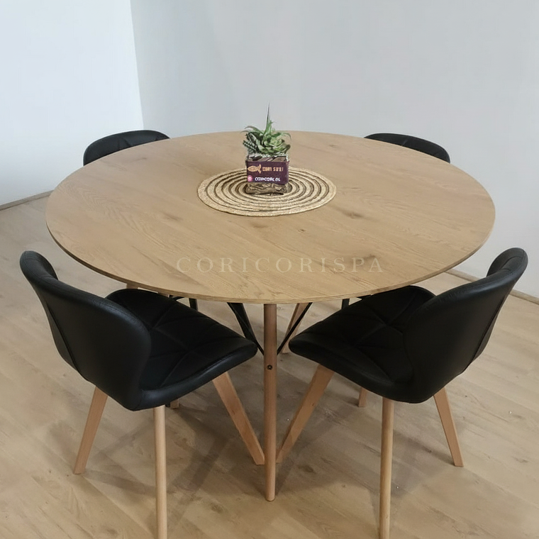 Comedor Mesa Wood 120cm + 4 Sillas Mariposa Ecocuero Wood 3