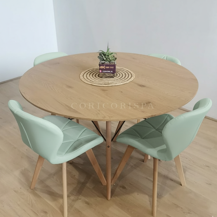 Comedor Mesa Wood 120cm + 4 Sillas Mariposa Ecocuero Wood 6