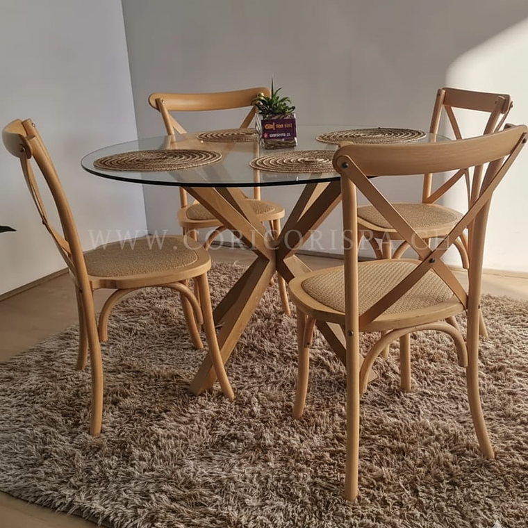 Comedor Warwick 120cm + 4 Sillas Crossback Madera  7