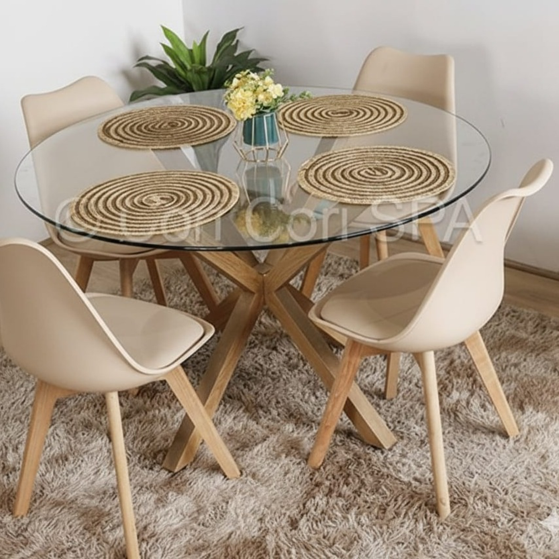 Comedor Warwick 100 cms + 4 Sillas Tulip 16