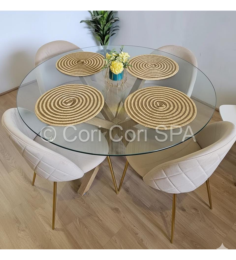 Comedor Warwick 100cm + 4 Sillas Bread Gold 