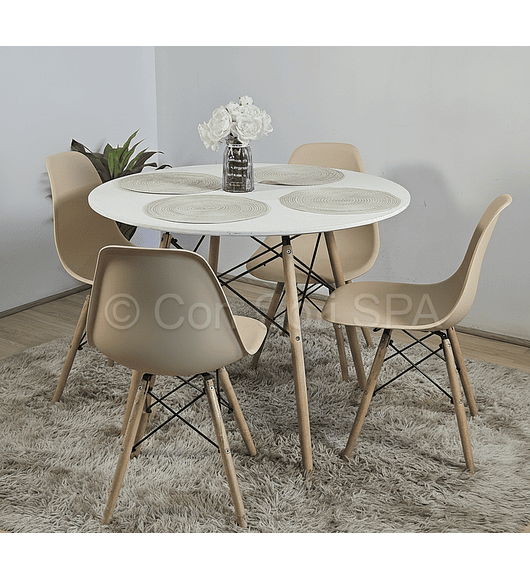 Comedor Mesa Eames Blanca 100cms + 4 Sillas Eames