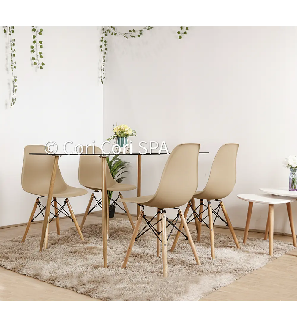 Comedor Rubi 120x80cms + 4 Sillas Eames 