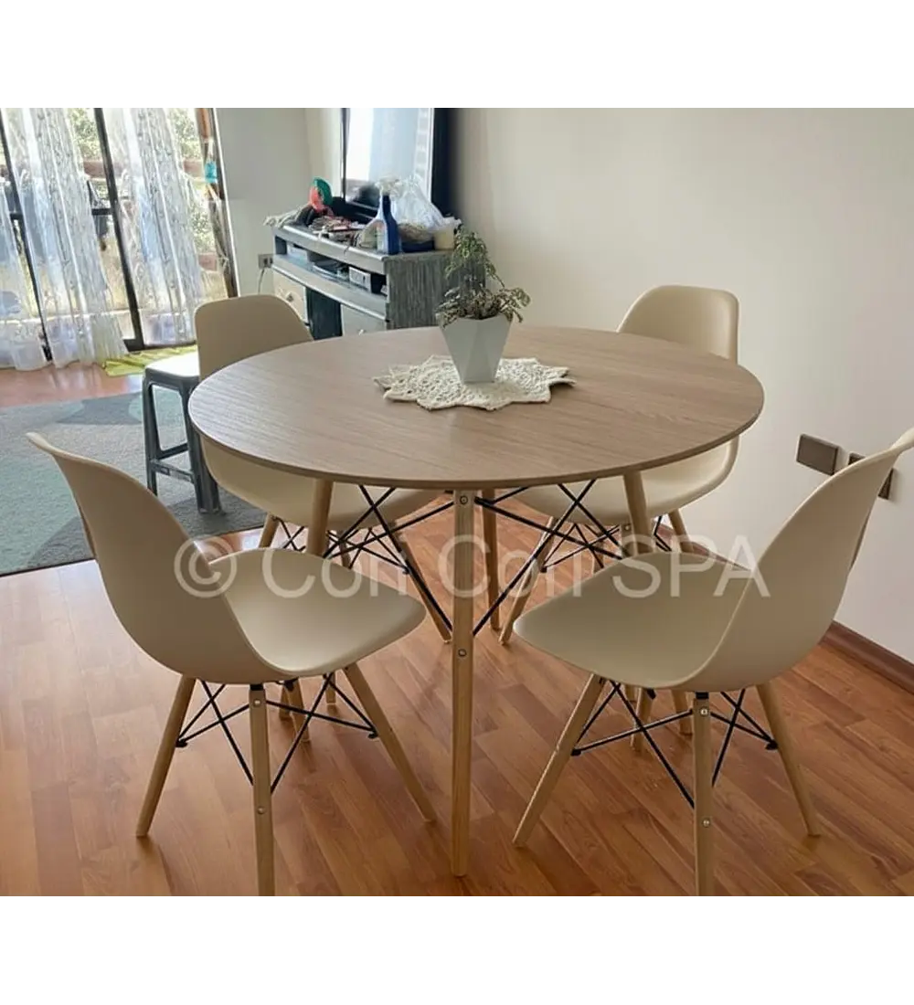 Comedor Mesa Wood 120cm + 4 Sillas Eames