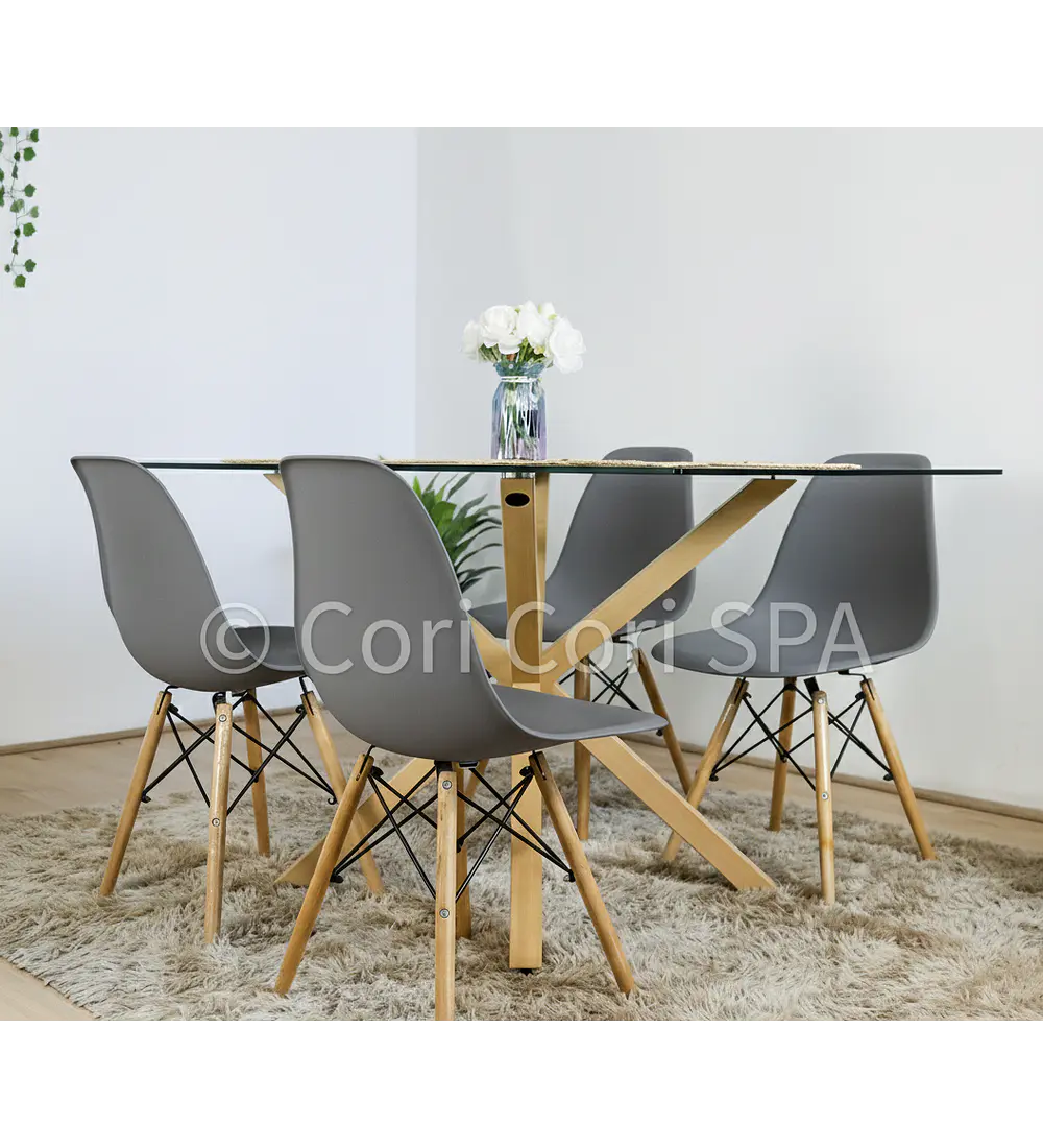 Comedor Madrid 140x80cms + 4 Sillas Eames