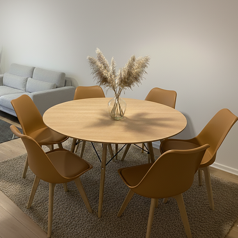 Comedor Mesa Wood 120cms + 6 Sillas Tulip 2