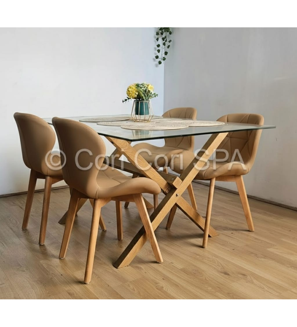Comedor Medlock 140x90cms + 4 Sillas Mariposa Ecocuero Wood