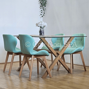 Comedor Medlock 130x80cms + 4 Sillas Mariposa Ecocuero Wood