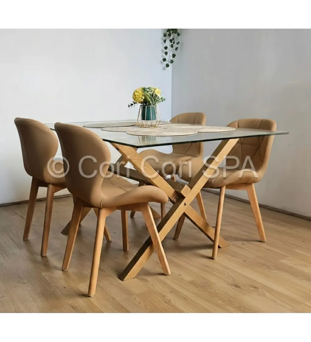 Comedor Medlock 130x80cms + 4 Sillas Mariposa Ecocuero Wood