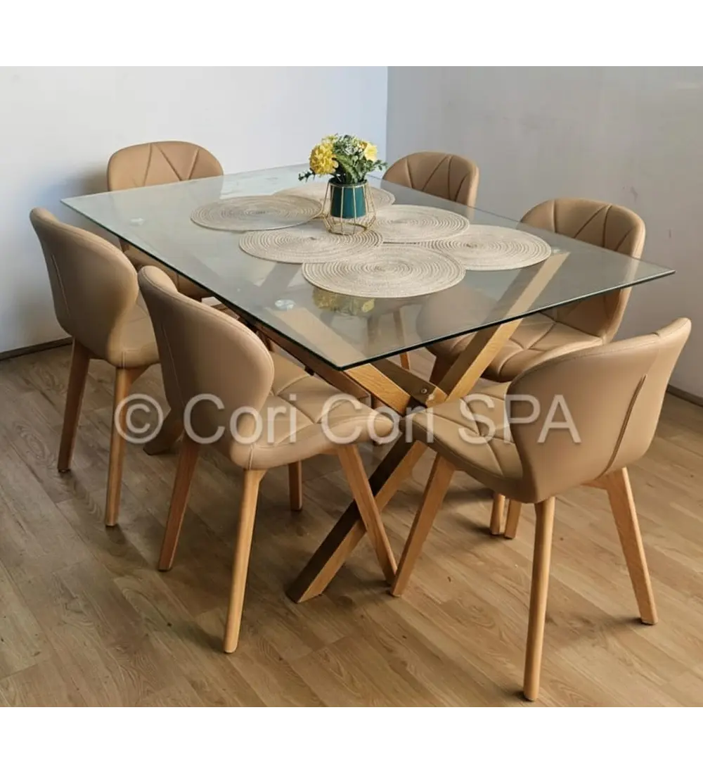 Comedor Medlock 120x80cms + 4 Sillas Mariposa Ecocuero Wood