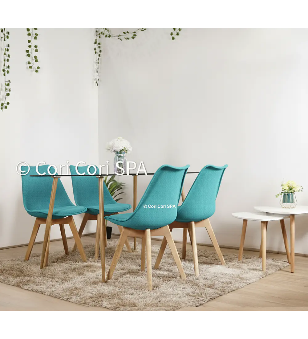 Comedor Rubi 120x80cms + 4 Sillas Tulip 