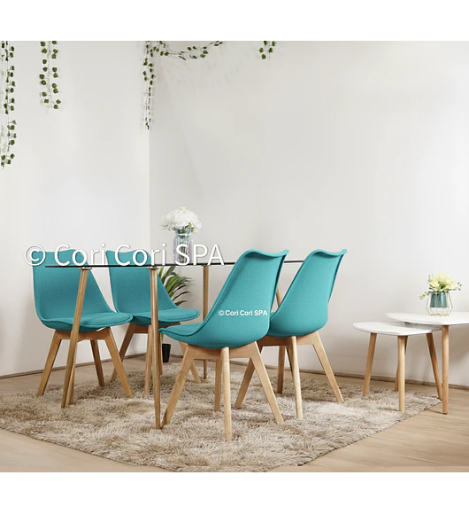 Comedor Rubi 120x80cms + 4 Sillas Tulip 